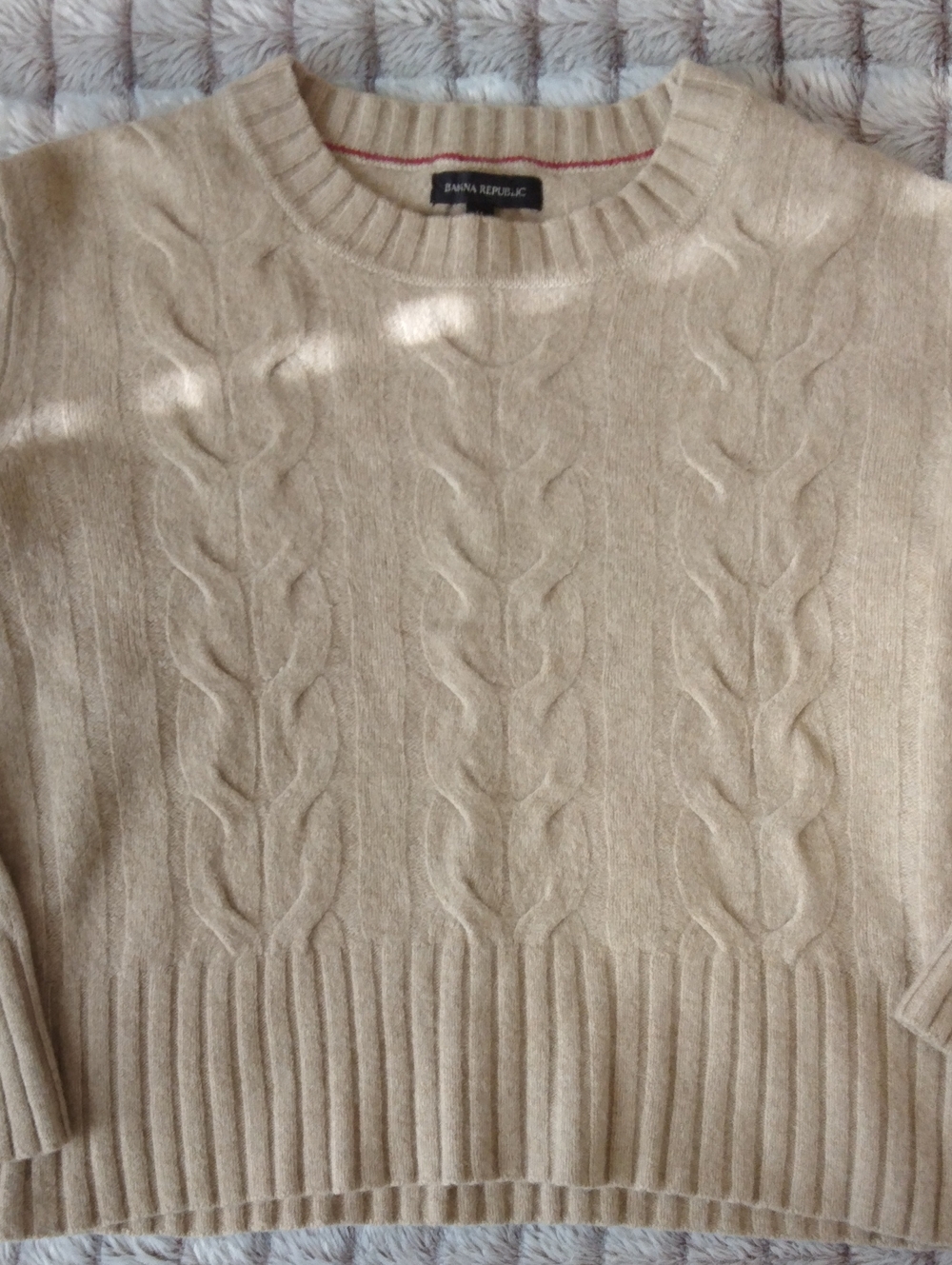 Banana Republic Men's Cable Crewneck Sweater in Light Beige